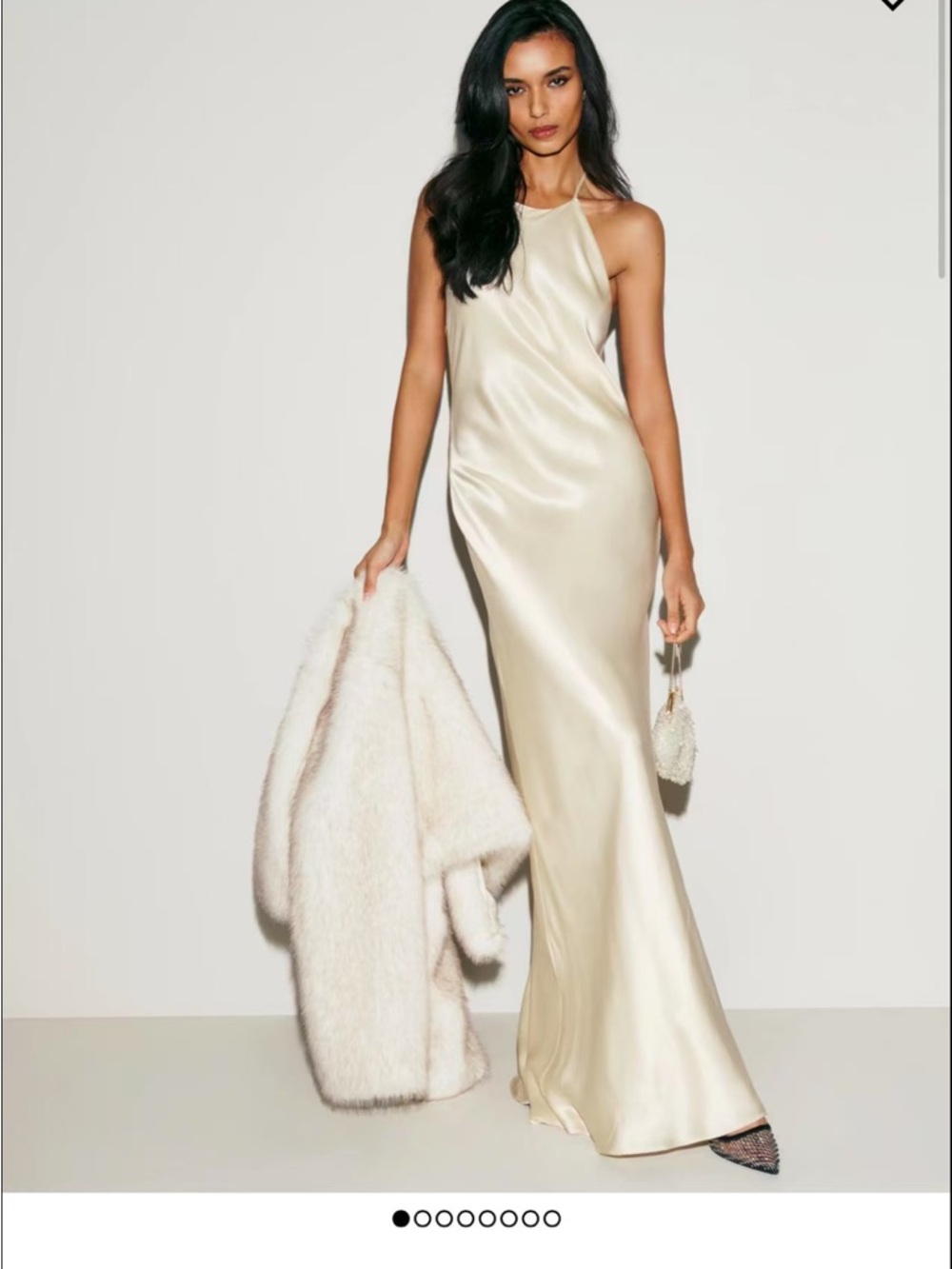Reformation Jeany Silk Halter Maxi Dress in Champagne Cream
